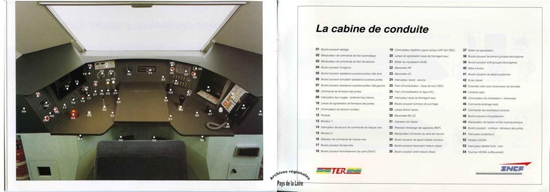 Cabine de conduite de l'automoteur TER, 1996 