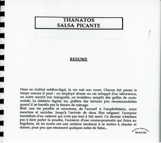 Synopsis de « Thanatos Salsa picante » (Lardux film, scénario de Thomas Luntz) (extrait) (2000)