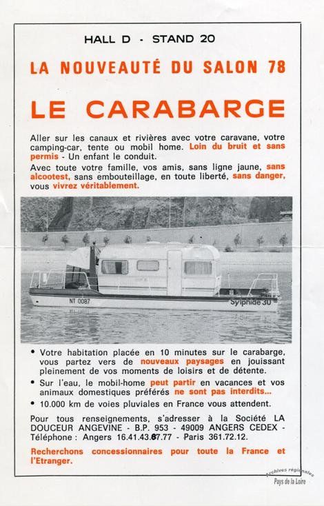 Affichette d’un loueur de bateaux angevin (1978)