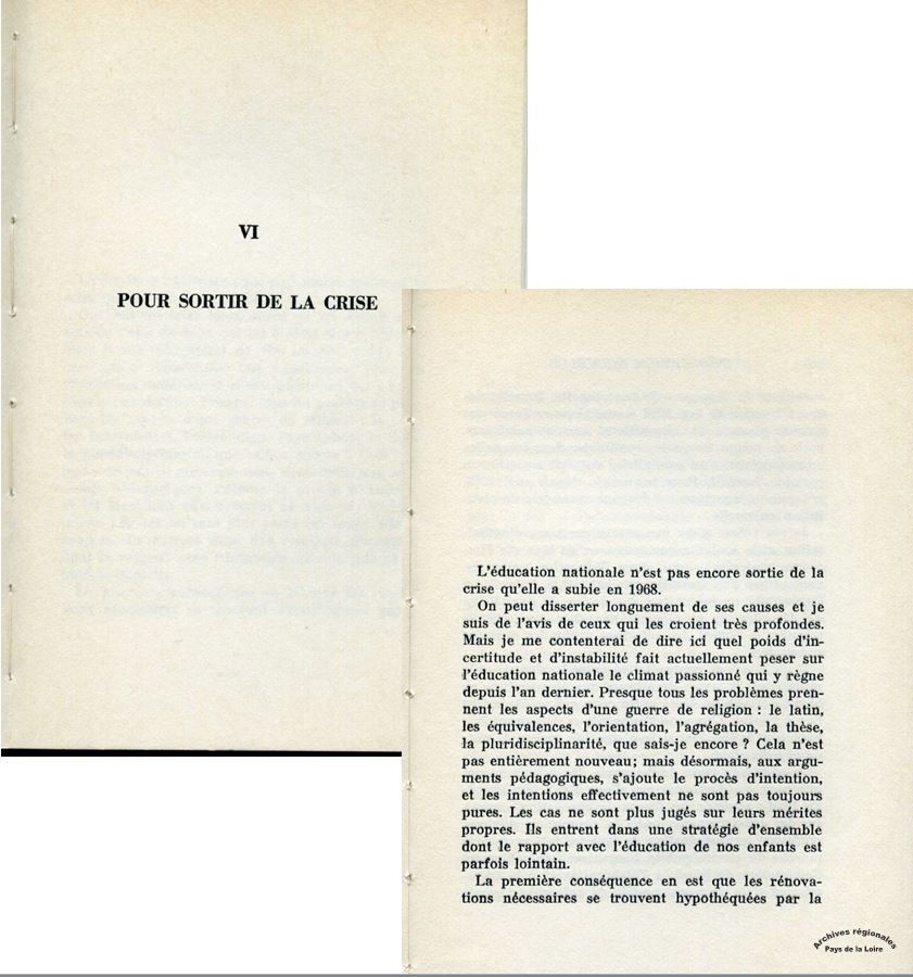 Essai « L’Éducation nouvelle » d’Olivier Guichard (1970).