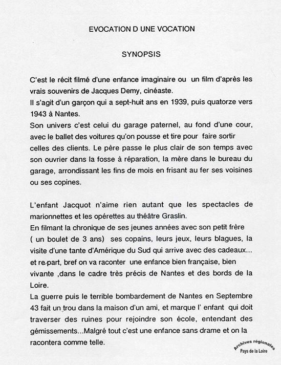 Synopsis du film "Jacquot de Nantes" d'Agnès Varda [1989-1990]. 