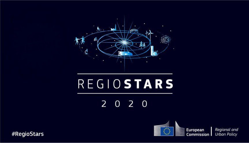 infographie avec texte : REGIOSTARS 2020. #RegioStars. logo European Commission (regional and urban policy)