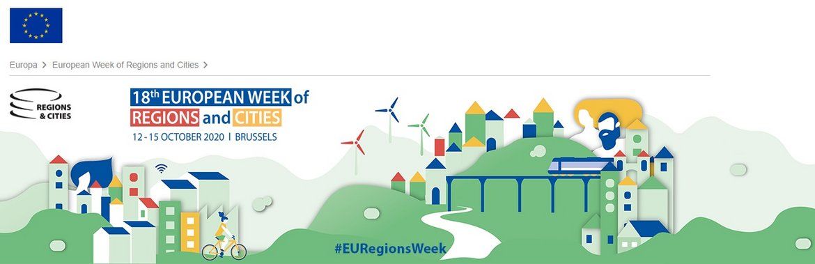 Infographie. 18th EUROPEAN WEEK of RGIONS ans CITIES 12-15 october 2020, Brussels #EURegionsWeek ; logo Regions & cities