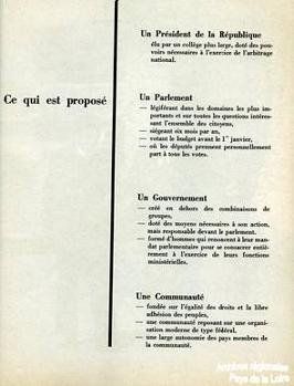 Extrait du dossier de préparation de la constitution et du référendum de 1958.