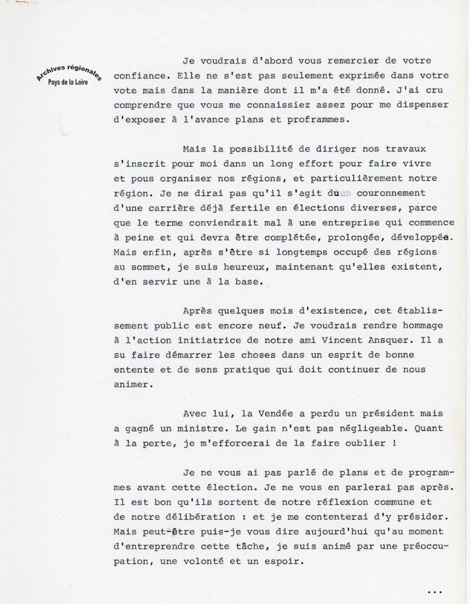 Discours Olivier Guichard (11 octobre 1974)