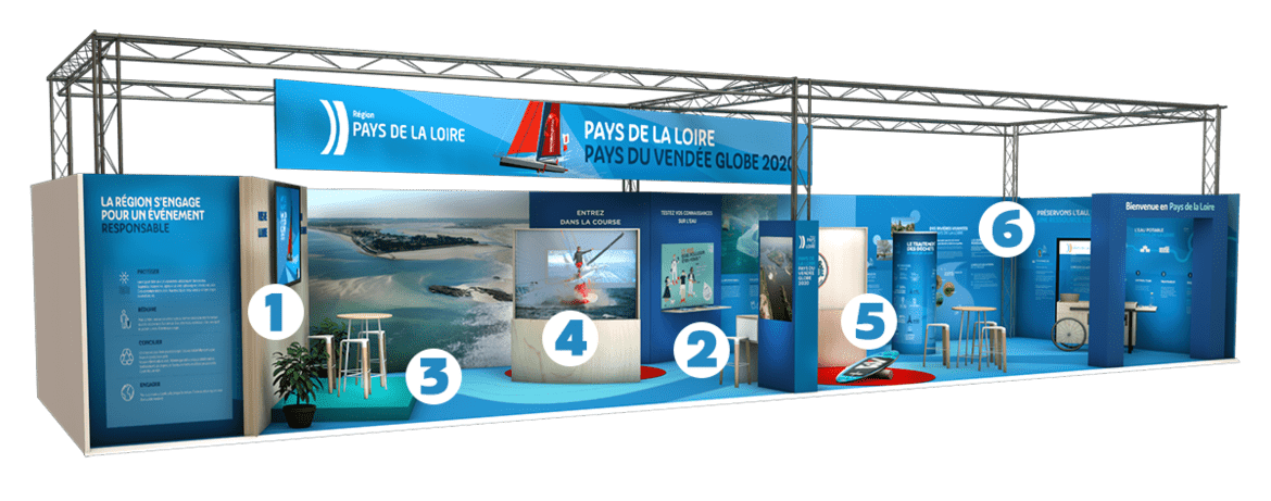 maquette 3D du stand de la Région sur le village du Vendée Globe 2020