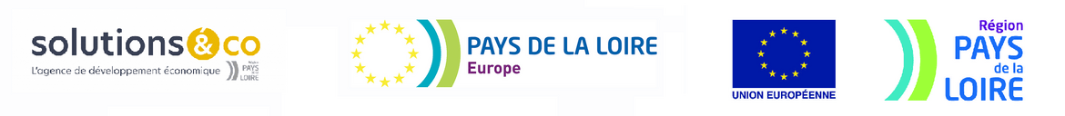 Logo de Solutions&Co, du Bureau de Bruxelles et de la Région Pays de la Loire avec le logo européen