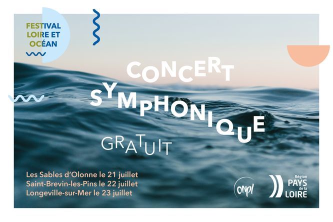 affiche concerts symphonique, sur une vague avec soleil couchant