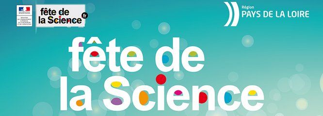 affiche de la Fête de la Science 2018 avec logo de l'état et de la région des pays de la loire