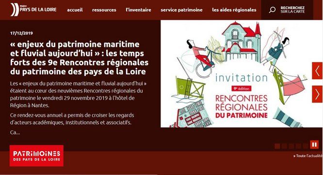 Capture d'écran du site patrimoine des Pays de la Loire