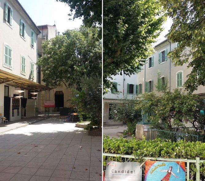 2 vues de la cour du collège de la Salle à Avignon