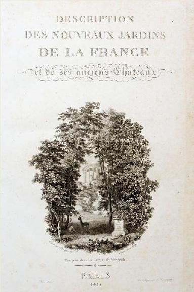 Page de garde de l'ouvrage d'Alexandre de Laborde, « Description des nouveaux jardins de la France et de ses anciens châteaux » (1808).