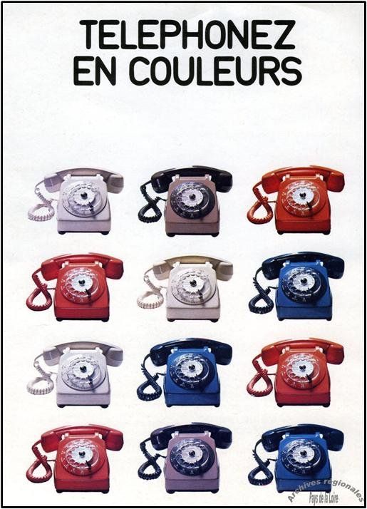 Publicité des PTT pour les téléphones en couleur.
