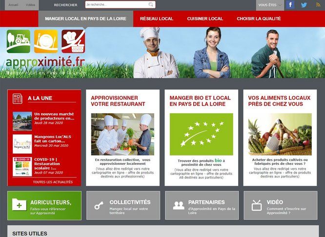 capture d'écran du site approximité.fr - manger local en Pays de la Loire