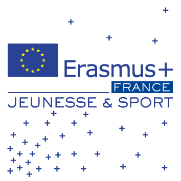 Logo Europe et texte : "Erasmus+ France Jeunesse et Sport"