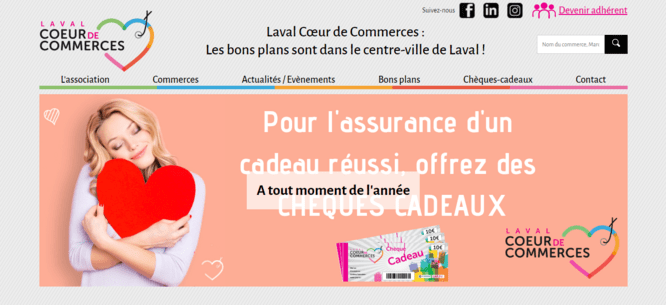 capture ecran du site internet laval-coeursdecommerces.fr