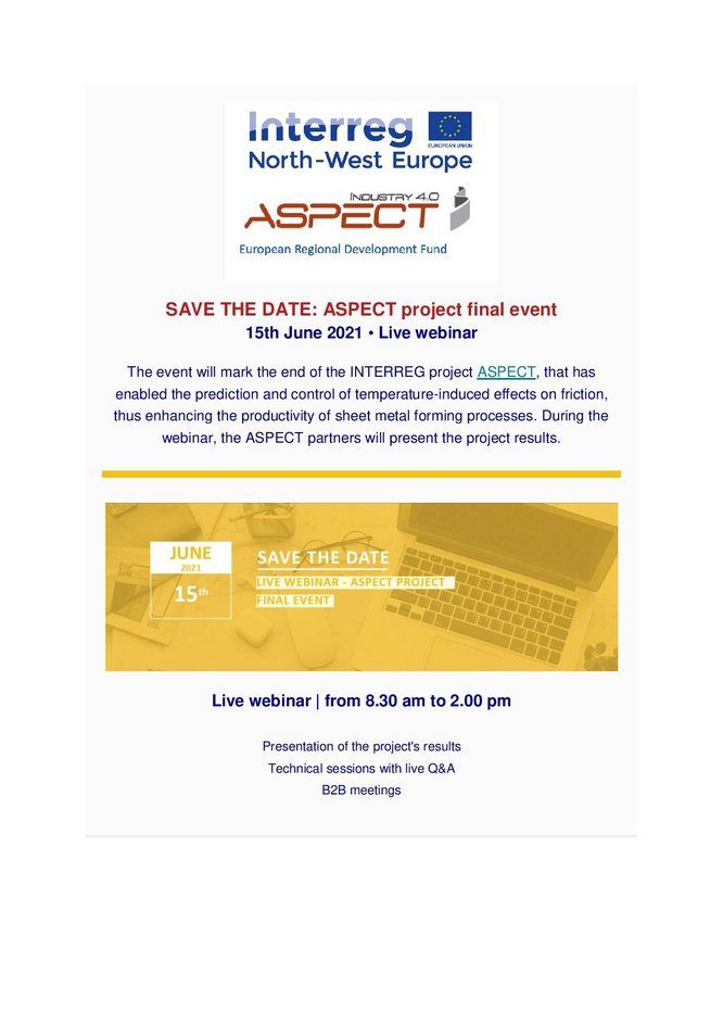 Invitation à la conférence finale du projet européen ASPECT