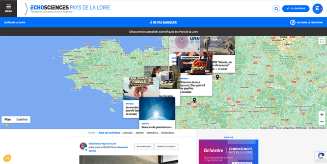 Capture écran du site internet echosciences-paysdelaloire.fr