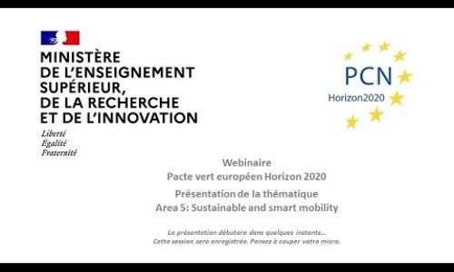 webinaire H2020 Area 5 Sustainable and smart mobility