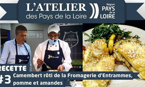 L'Atelier des Pays de la Loire - Recette de camembert de la Fromagerie d'Entrammes, pomme et amandes