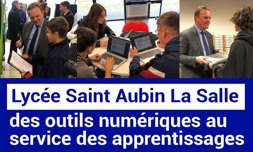 Visite du lycée Saint Aubin La Salle à Verrières-en-Anjou et remise des ordinateurs portables