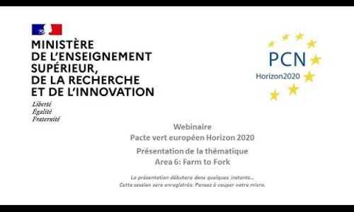 Webinaire Horizon 2020 Green Deal area 6 "Farm to Fork"