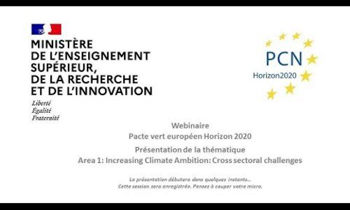 webinaire H2020 Area 1: Increasing Climate Ambition, Cross sectoral challenges