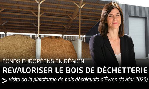 Vanessa Charbonneau visite un projet de plateforme de bois déchiqueté à Evron (53)