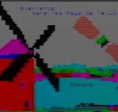 capture d'écran minitel ligérien : moulin en pixel de couleurs