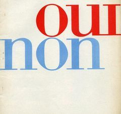 Couverture de la brochure sur la préparation de la constitution de 1958 (1956-1958) « Oui Non. Tout sur la nouvelle constitution et le référendum », 32 p., Imp. Georges Lang, Paris, s.d. [1958].