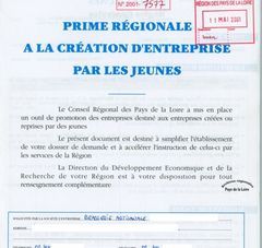 Extrait d'un dossier de demande de prime régionale à la création d’entreprises par les jeunes (2001)