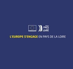 "L'Europe s'engage en Pays de la Loire" avec logos de l'union européenne et de la Région des Pays de la Loire