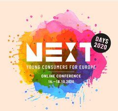 infographie. Texte : Next days 2020, young consumers for Europe ; online conference ; 16.-19.10.2020