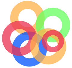 Image : ronds de couleur qui s'entrelacent - identité visuelle du programme européen INTERREG pour ses 30 ans 