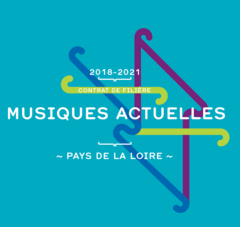 infographie avec texte : 2018-2021 Contrat de filière Musiques actuelles Pays de la Loire