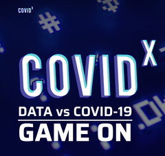 infographie avec texte : "Covid X Data vs Covid-19 Game On"
