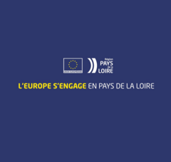 "L'Europe s'engage en Pays de la Loire" avec logos de l'union européenne et de la Région des Pays de la Loire