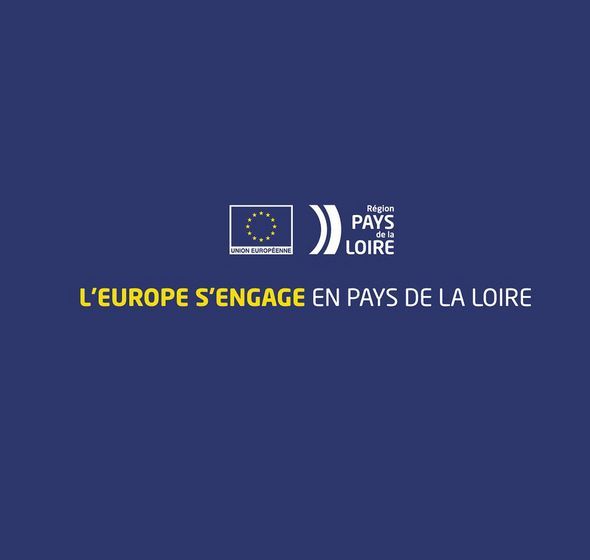 "L'Europe s'engage en Pays de la Loire" avec logos de l'union européenne et de la Région des Pays de la Loire