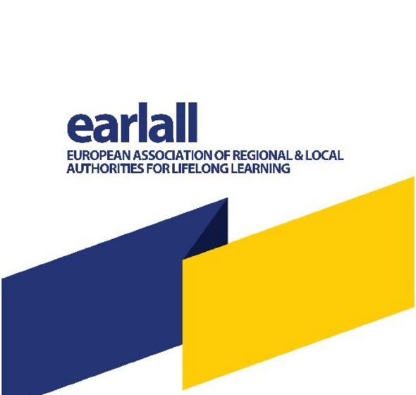 logo jaune et bleu du réseau EARLALL collectivités régionales et locales européennes pour la formation tout au long de la vie
