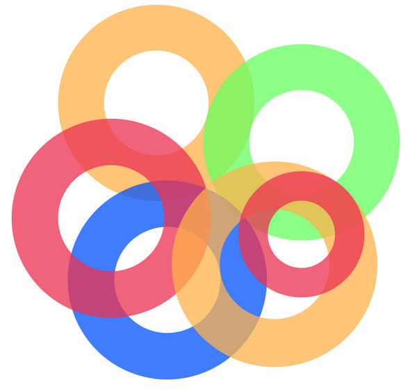 Image : ronds de couleur qui s'entrelacent - identité visuelle du programme européen INTERREG pour ses 30 ans